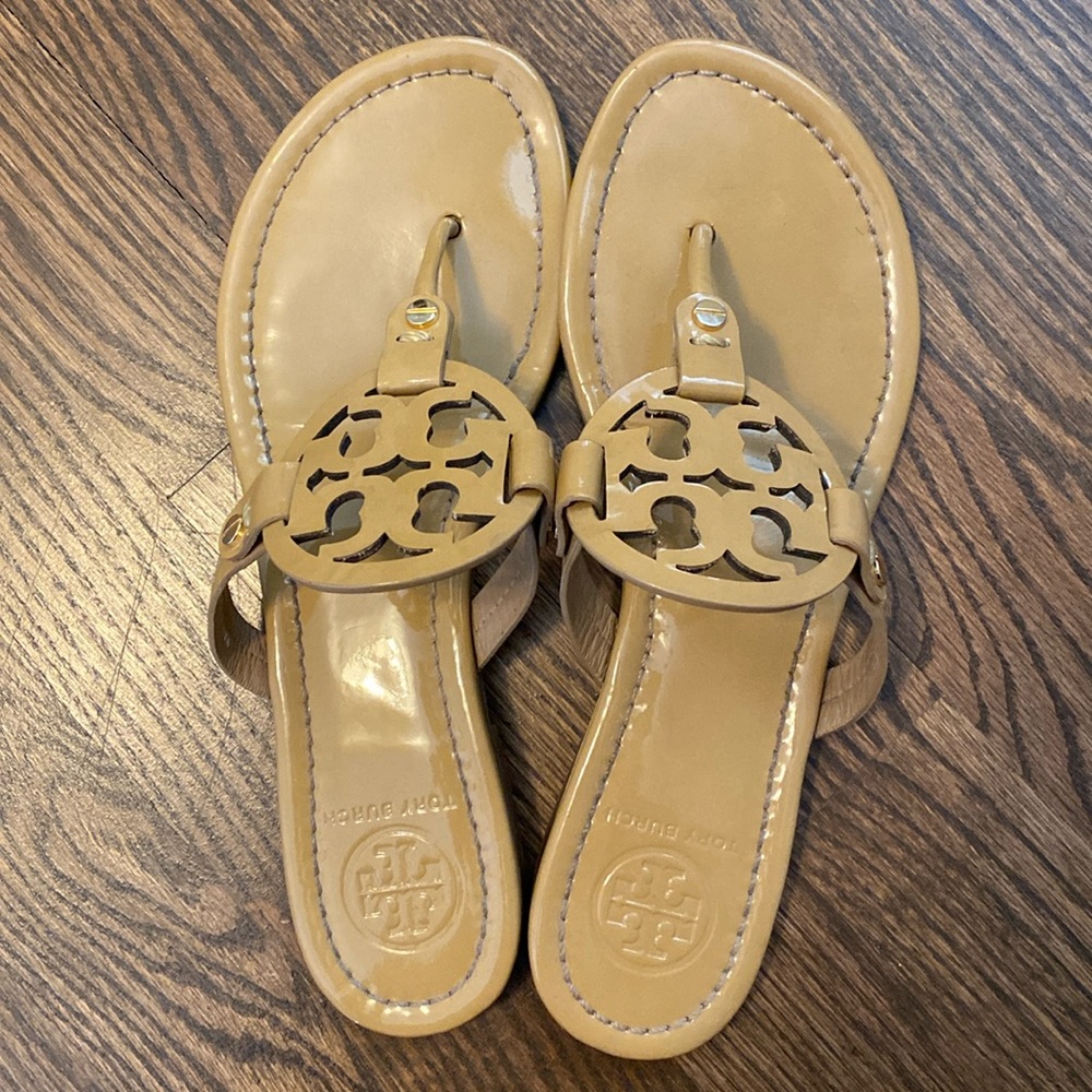 Tory Burch Miller Patent Sandal, Tan